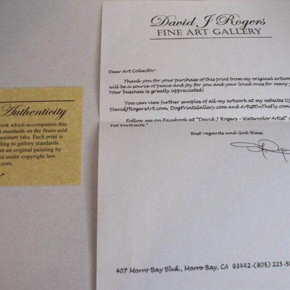 Black Pug On Beach David J Rogers Fine Art Gallery Print COA 5.5"x7.5"! - Picture 3 of 4